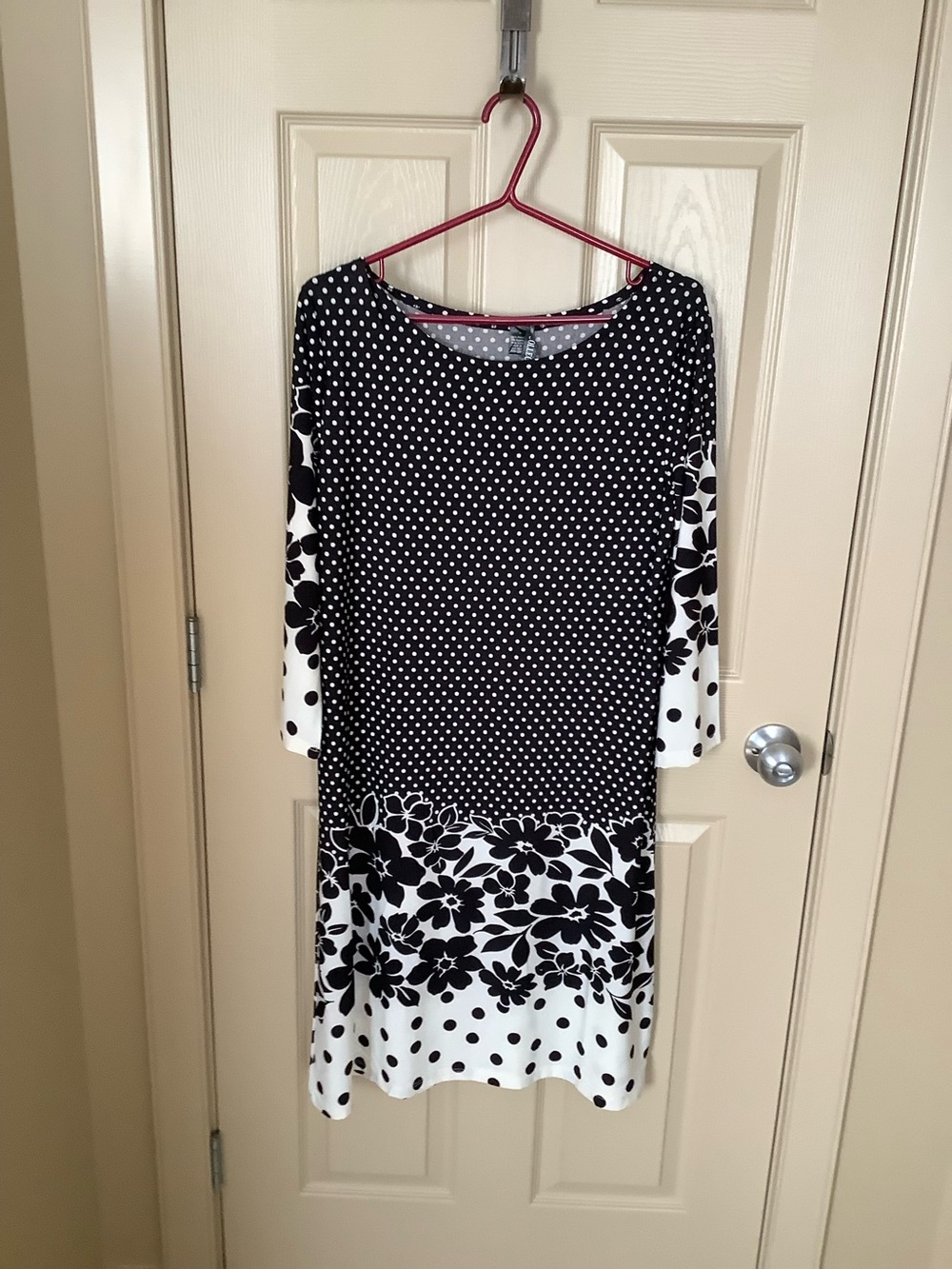 Collection B Black and White Mixed Print Long Sleeve Dress